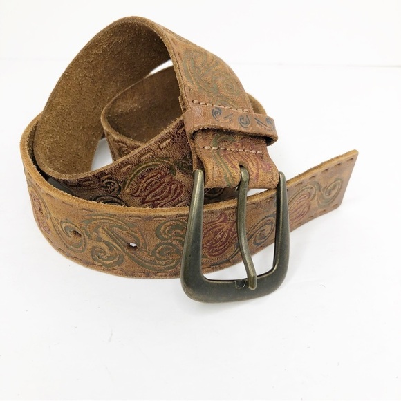 Bohemian embossed leather belt - Picture 2 of 12
